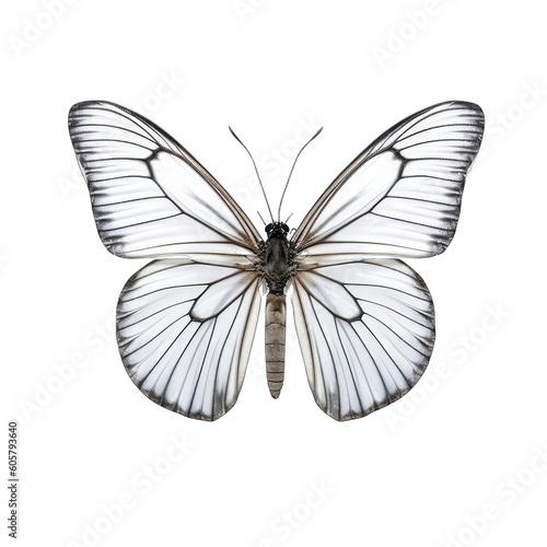 Black-veined white butterfly - Aporia crataegi 1. Transparent PNG. Generative AI