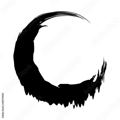 Black moon in grunge brush stroke style. Goth moon for design and prints. Vector illustration isolated on white background.