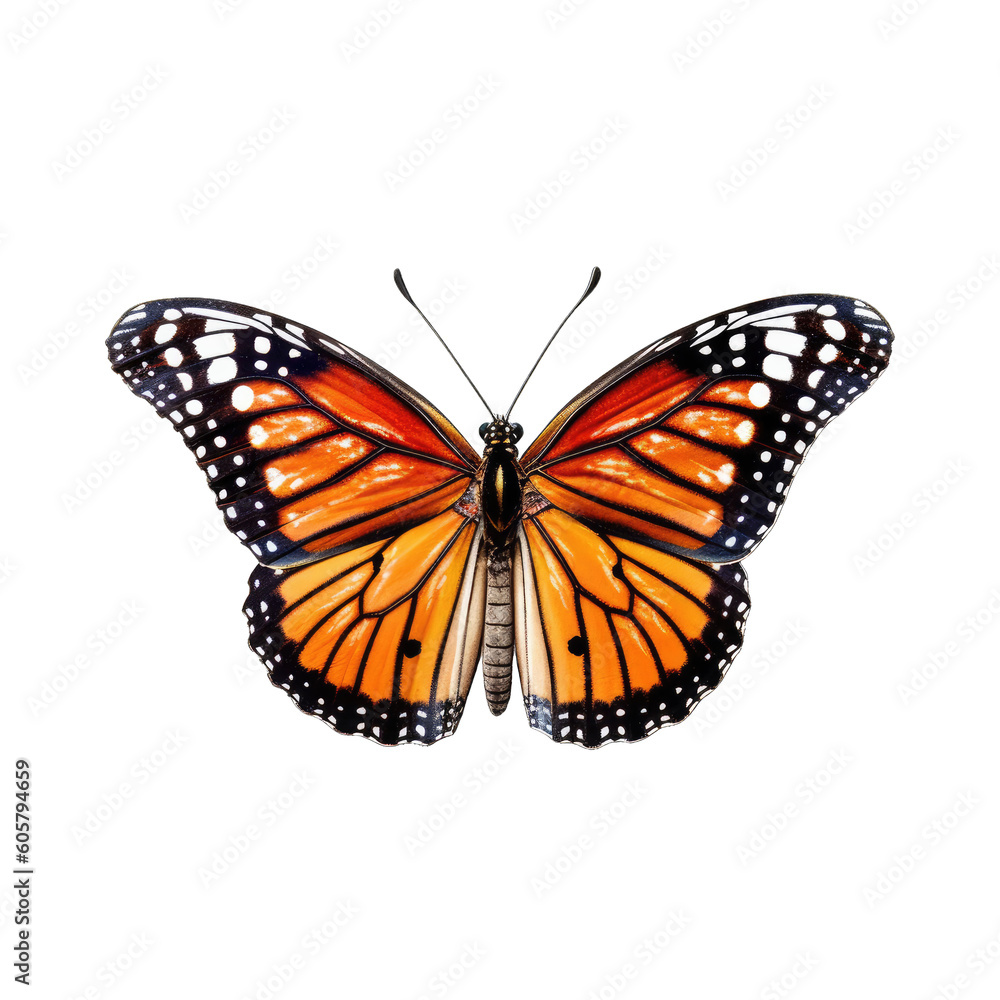 Fototapeta premium Monarch butterfly - Danaus plexippus 1. Transparent PNG. Generative AI