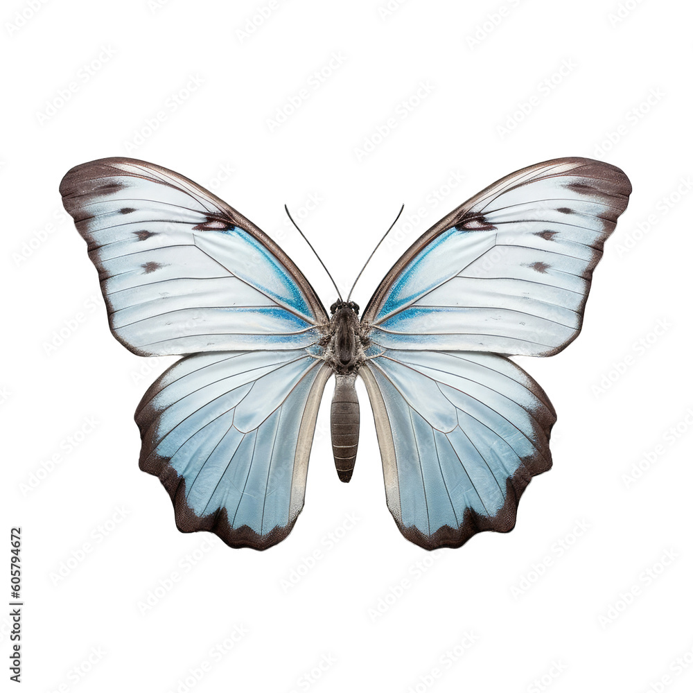 Fototapeta premium Pale blue nawab butterfly - Polyura schreiber 1. Transparent PNG. Generative AI