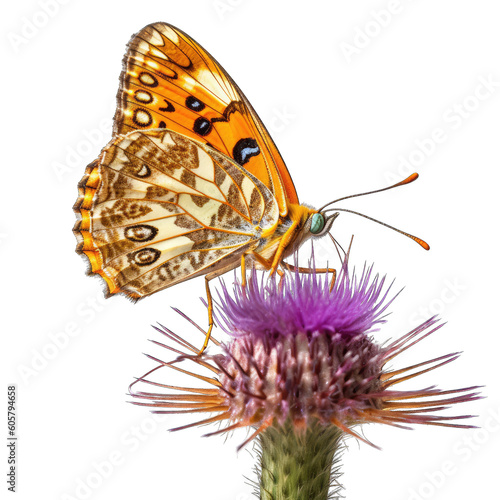Meadow fritillary butterfly -  Boloria bellona 1. Transparent PNG. Generative AI