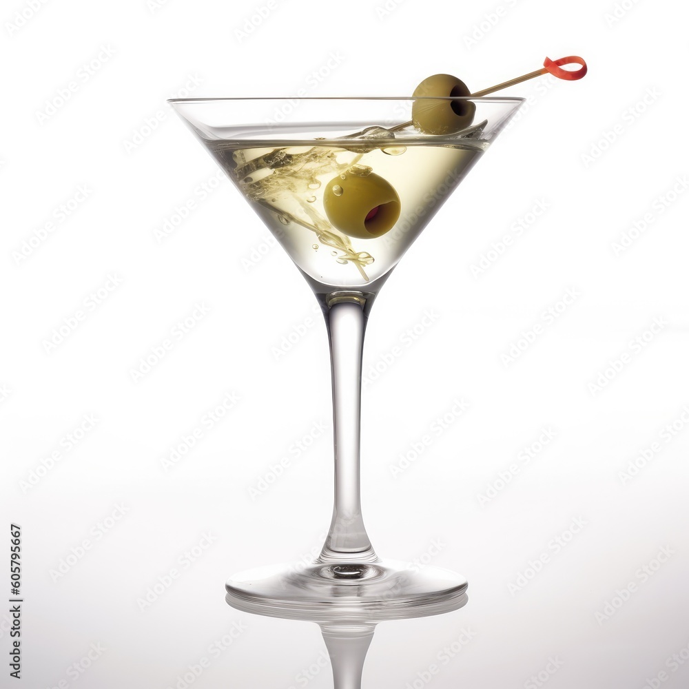 Dirty Martini cocktail Isolated on White. Generative AI Dirty Martini cocktail Isolated on White. Generative AI