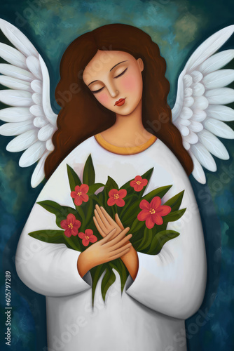Angel with flowers