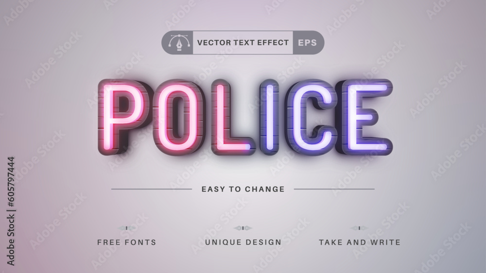 Police - Editable Text Effect, Font Style Stock Vector | Adobe Stock