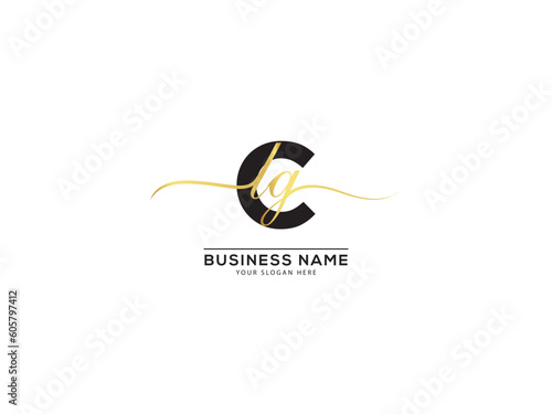 Alphabet CLG luxury business logo, signature lcg letter logo template photo