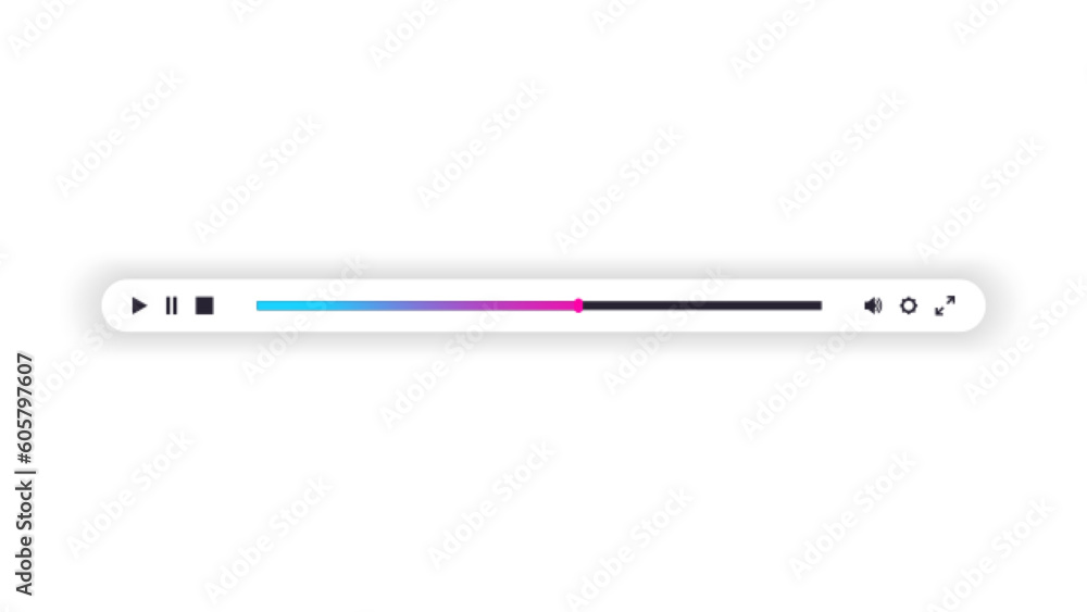 Mini video player bar line or audio player control panel Mini video player bar line or audio player control panel