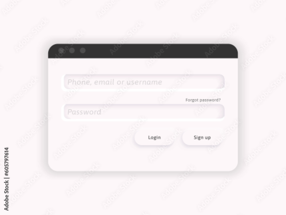 Member login form. Clay user authentication page. Account access credentials. Stock Vector