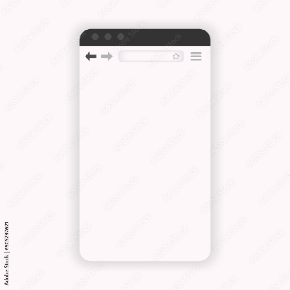 Mobile web browser window. Vetrical internet explorer interface Mobile web browser window. Vetrical internet explorer interface
