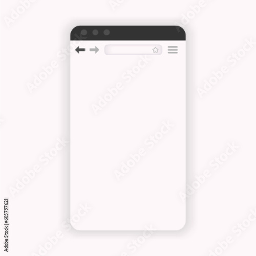 Mobile web browser window. Vetrical internet explorer interface
