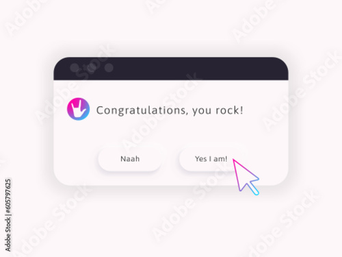 You rock motivational computer message. High self-esteem concept.