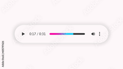 Minimized video player bar or audio player control panel