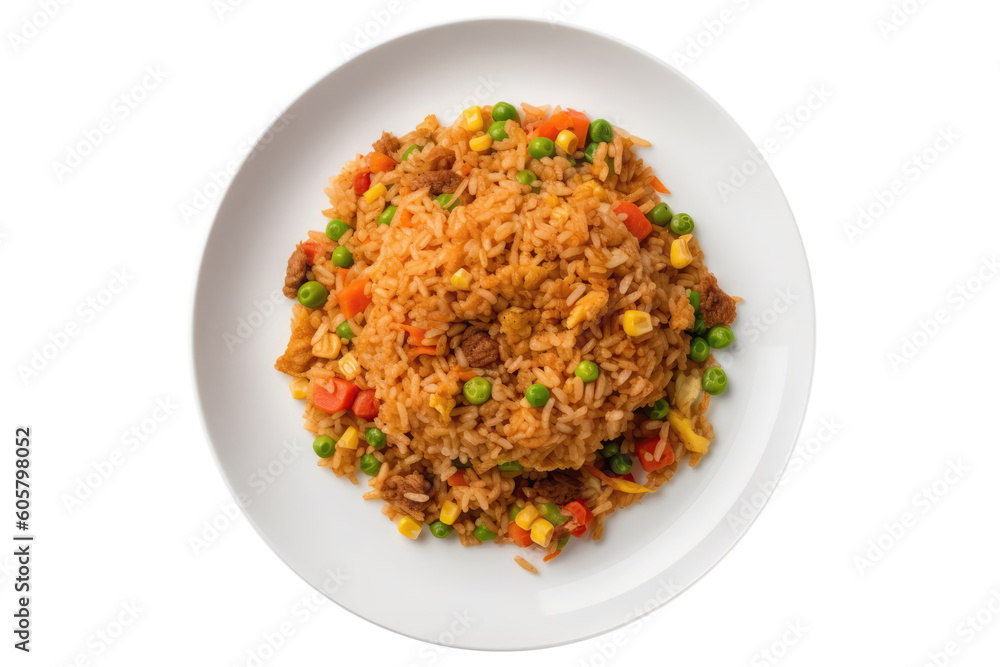 Arroz Chaufperuvianstyle Fried Rice, Peruvian Cuisine. Isolated On Transparent Background, Png. Generative AI Arroz Chaufperuvianstyle Fried Rice, Peruvian Cuisine. Isolated On Transparent Background, Png. Generative AI