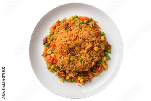 Arroz Chaufperuvianstyle Fried Rice, Peruvian Cuisine. Isolated On Transparent Background, Png. Generative AI
