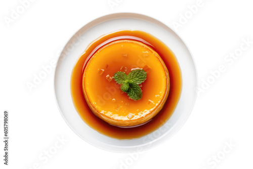 Banh Flan Caramel Custard, Vietnamese Cuisine. Isolated On Transparent Background, Png. Generative AI