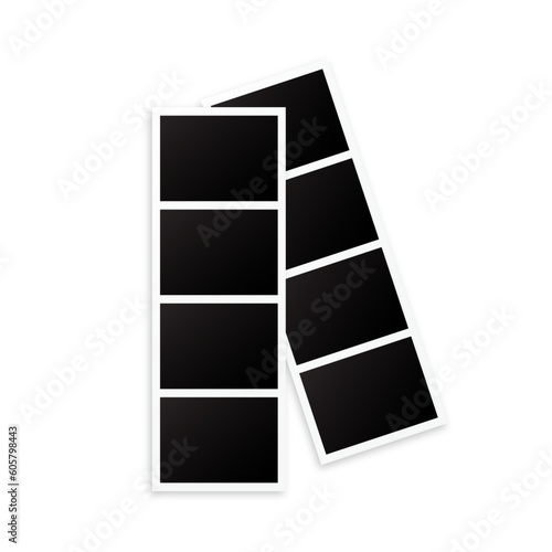 4 Pictures of Vertical Blank Photo Strip, Photo Frame Photography Vector Template