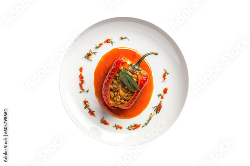 Rocoto Relleno Stuffed Spicy Pepper, Peruvian Cuisine. Isolated On Transparent Background, Png. Generative AI photo