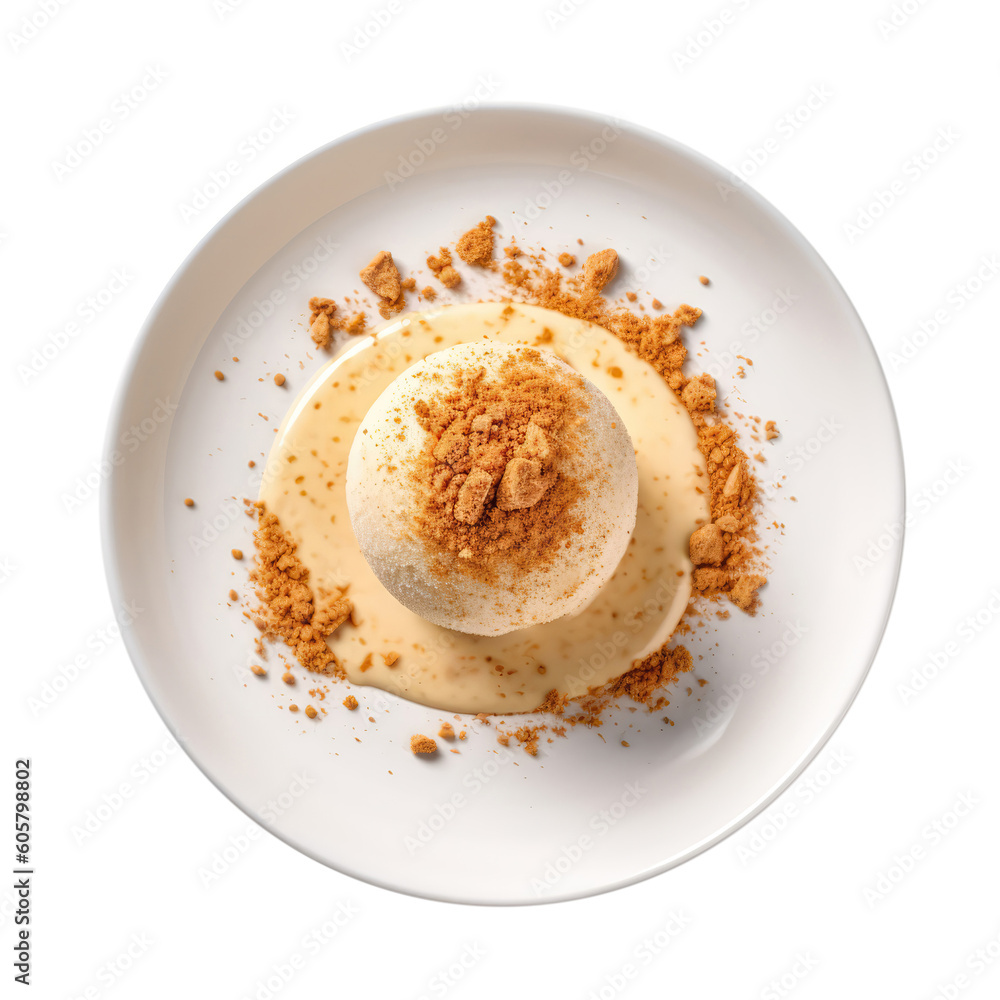 Queso Helado Cinnamon And Coconut Ice Cream, Peruvian Cuisine. Isolated On Transparent Background, Png. Generative AI Queso Helado Cinnamon And Coconut Ice Cream, Peruvian Cuisine. Isolated On Transparent Background, Png. Generative AI