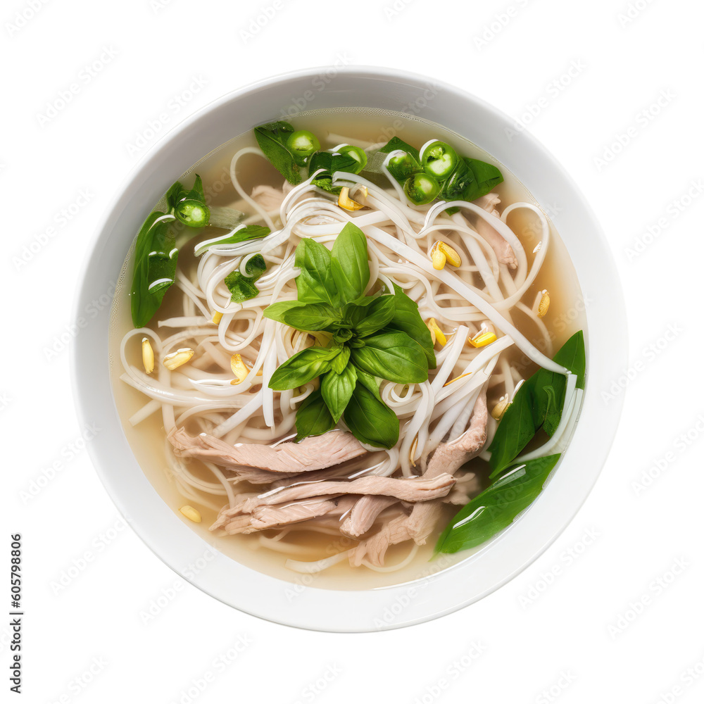 Pho Vietnamese Noodle Soup, Vietnamese Cuisine . Isolated On