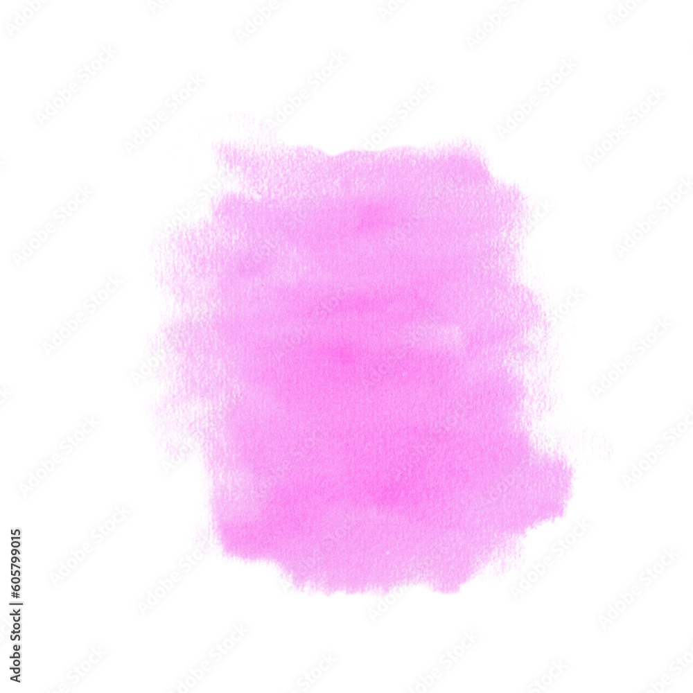 Magenta watercolor splash. Hand drawn illustration isolated on white background. Abstract texture, background, design element.
