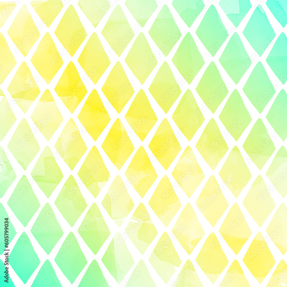Abstract backdrop geometric watercolor hand painted rhombus gradient emerald and pink Abstract backdrop geometric watercolor hand painted rhombus gradient emerald and pink