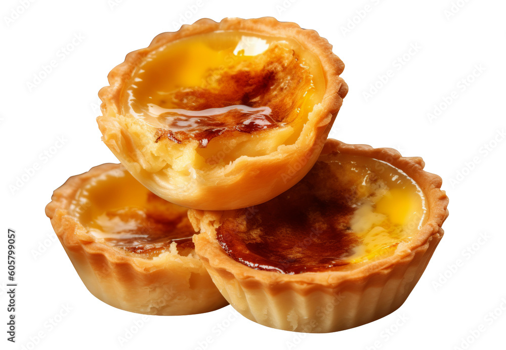 Egg tarts on transparent background. Generative AI. Egg tarts on transparent background. Generative AI.