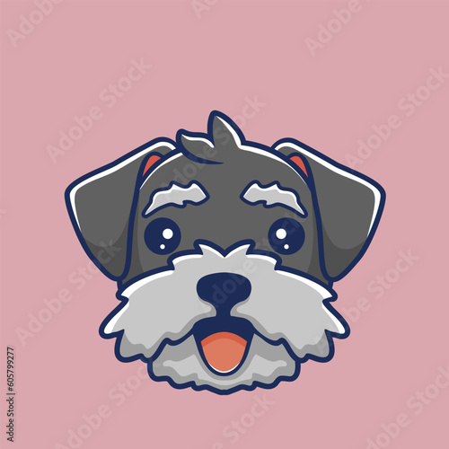 cute cartton Schnauzer dog portrait
