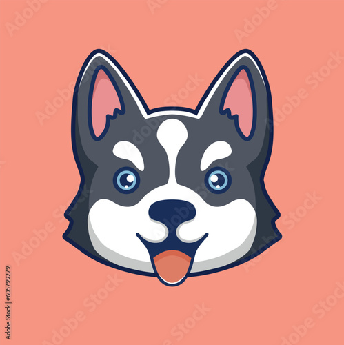 cute cartoon husky dog portrait