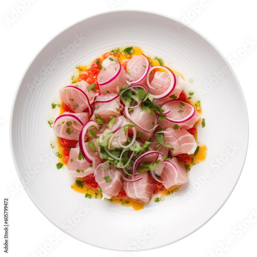 Tiradito Raw Fish Similar To Ceviche, Peruvian Cuisine. Isolated On Transparent Background, Png. Generative AI photo