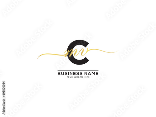 Minimalist Signature Cmv mcv Letter Logo For Shop photo