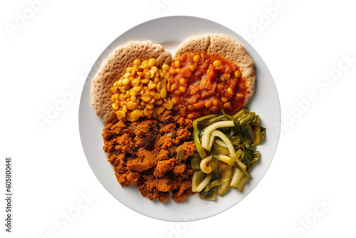 Yebeg Tibs Ethiopian Cuisine. Isolated On Transparent Background, Png. Generative AI photo