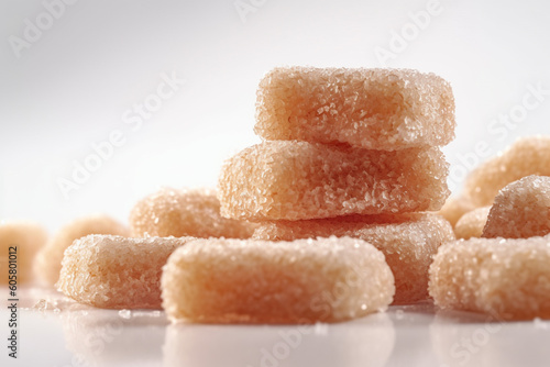 sugar cubes on a white background