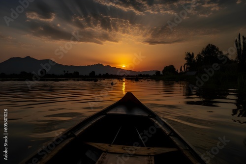 "Sunset Shikara Ride on Dal Lake in Kashmir"