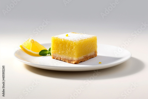 A stack of lemon cake with lemons and lemons