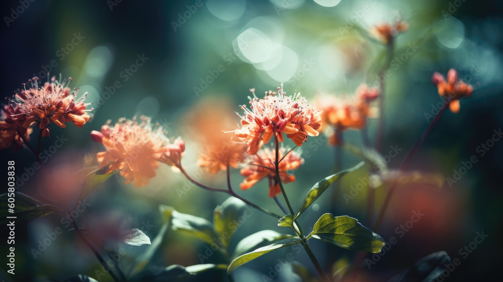 Beautiful orange flowers in the garden. Shallow depth of field.