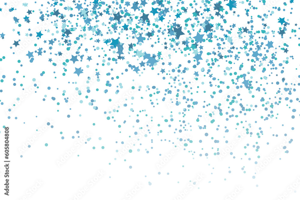 Stars blue glitter confetti isolated on blurred abstract white background. Festive holiday background. Celebration concept. Falling magic gold particles. Invitation mock up. Top view, flat lay Stars blue glitter confetti isolated on blurred abstract white background. Festive holiday background. Celebration concept. Falling magic gold particles. Invitation mock up. Top view, flat lay