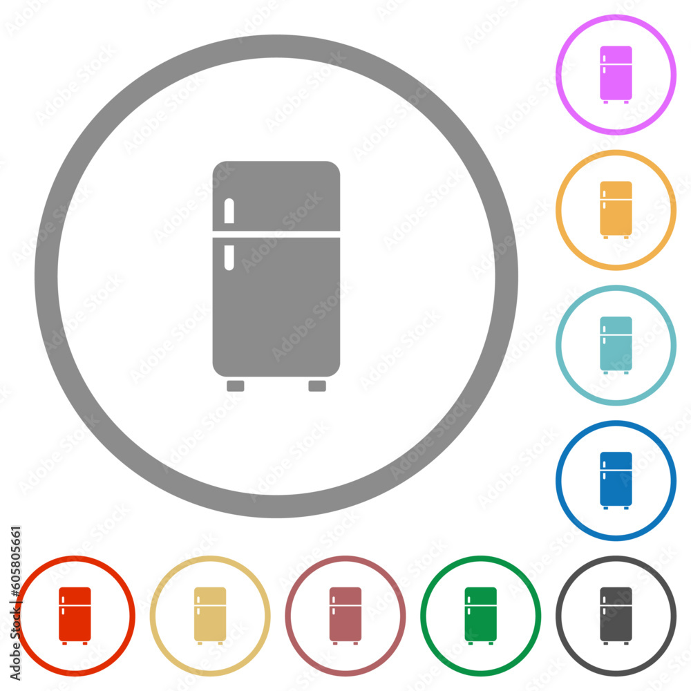 Refrigerator flat icons with outlines Refrigerator flat icons with outlines