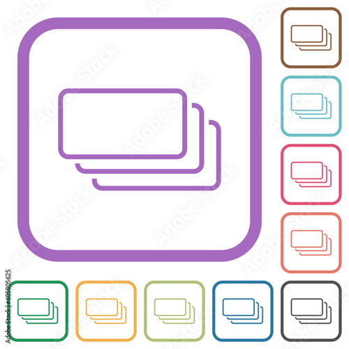 Empty banknotes outline simple icons
