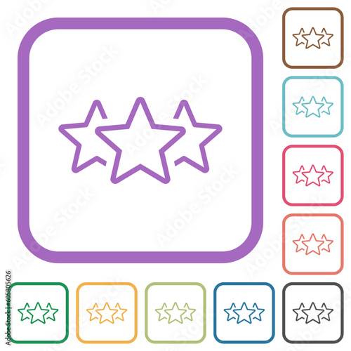 Three star rating outline simple icons