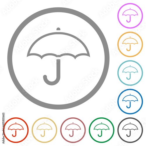 Single umbrella outline flat icons with outlines