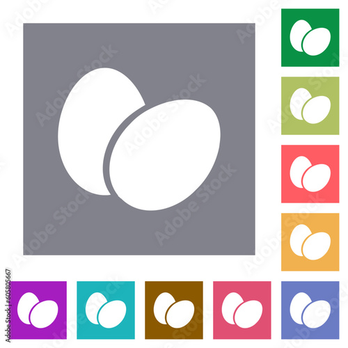 Two eggs solid square flat icons