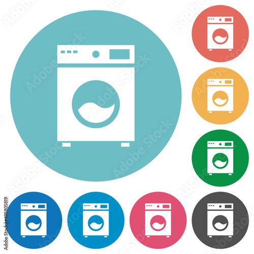 Washing machine flat round icons