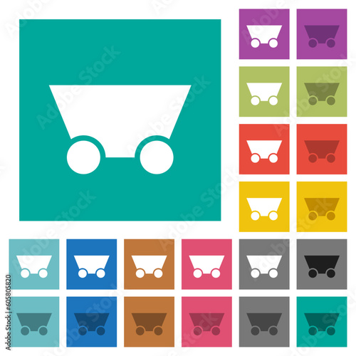 Single mine cart square flat multi colored icons
