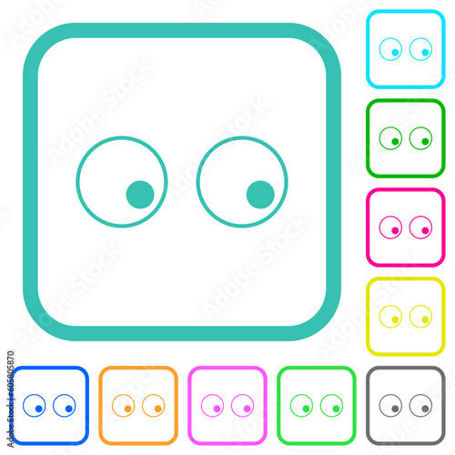 Watching eyes outline vivid colored flat icons