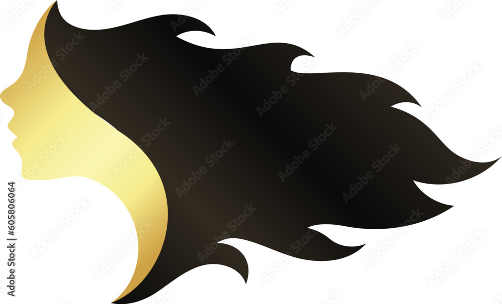 Silhouette of the face of a girl with a hairstyle. Design for beauty and hair salon Silhouette of the face of a girl with a hairstyle. Design for beauty and hair salon