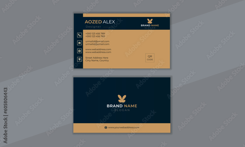 modern business card template. Business card design template, Clean professional business card template with dark green and golden color, visiting card, business card template. modern business card template. Business card design template, Clean professional business card template with dark green and golden color, visiting card, business card template.