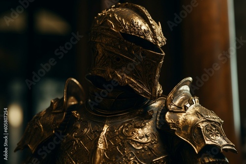 Gold-armoured knight. Generative AI
