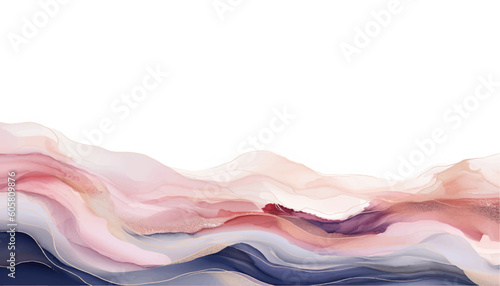 Waves of Blush, navy, rose gold, pale pink alcohol ink abstract  background with ink cracks, ink splashes and gold glitter. Luxury Background.