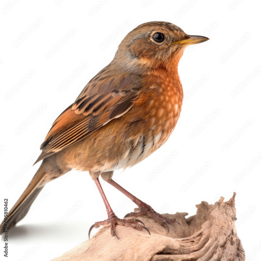 European Robin bird isolated on white background. Generative AI European Robin bird isolated on white background. Generative AI
