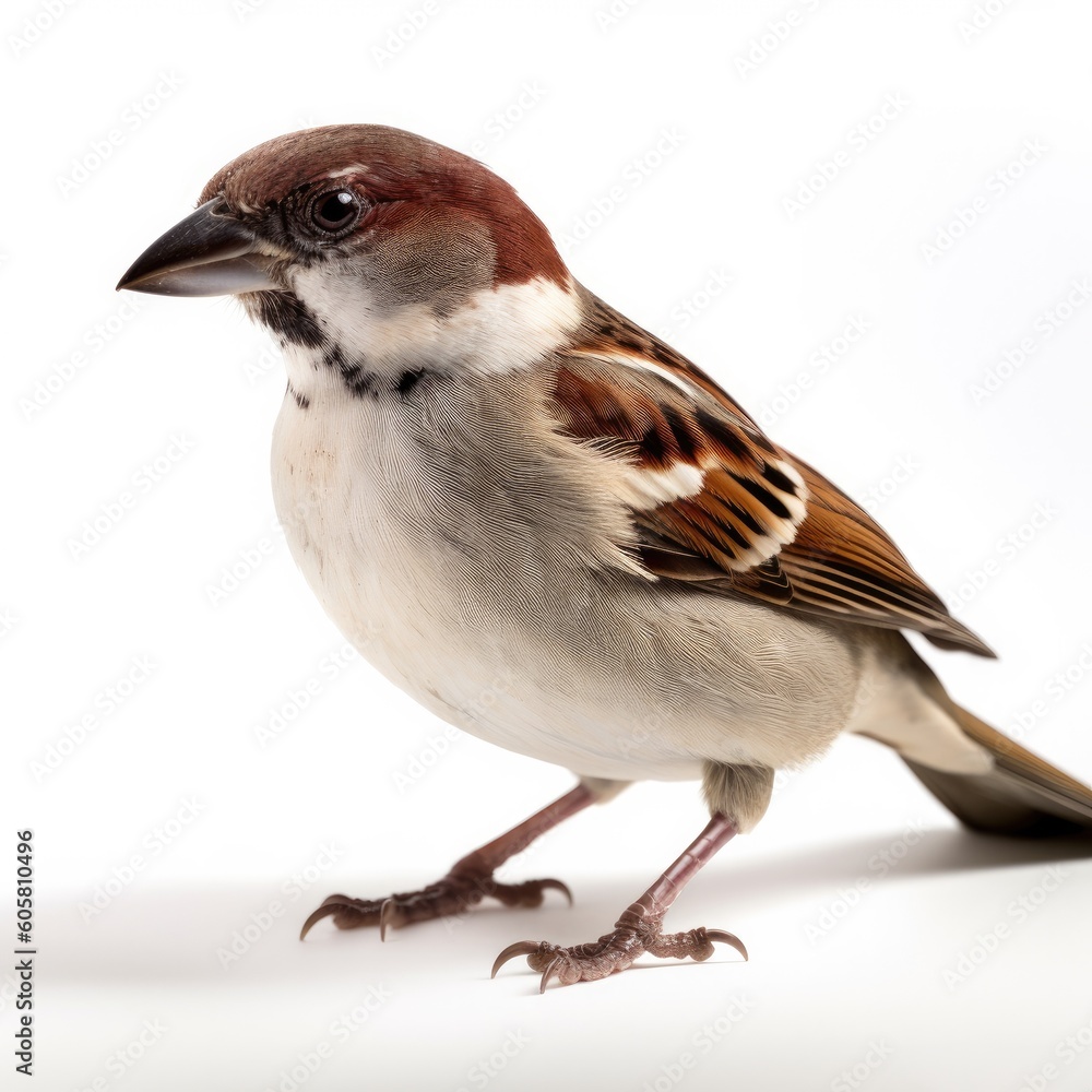 House Sparrow bird isolated on white background. Generative AI House Sparrow bird isolated on white background. Generative AI