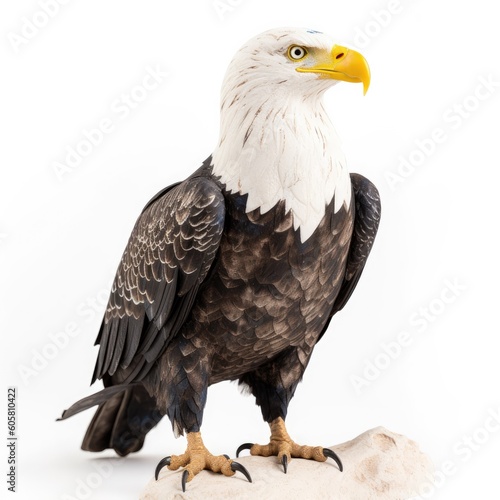 Bald Eagle bird isolated on white background. Generative AI